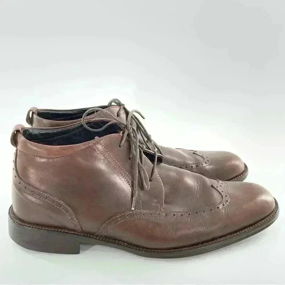Johnson and Murphy mens chukka boot size 10 brown leather wingtip